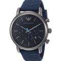 Emporio Armani Black Dial Blue Rubber Strap Chronograph Watch For Men AR-11023. 