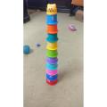 Toys Stacking Cups for Education Learning and Fun Rainbow Cups Stacking Tower Mini Bear Toy Gifts. 