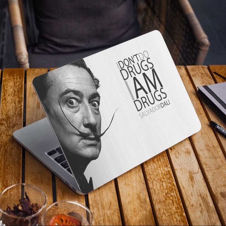 Salvador Dali Typography Painters Moustache Laptop Back Vinyl Skin Sticker 13 13.3 14.6 15 15.4 15.6 Inches Laptop Skin Stickers