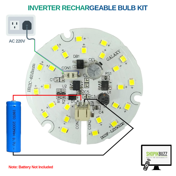 Inverter Bulb Rechargeable Bulb kit 18w | 18W 220v White LED Chip| Shopikbuzz