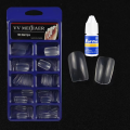 100 Pcs Coffin /Almond Transparent/White with Free Nail Glue Bottle False Nails  Ballerina Full Cover Acrylic Nail Extensions DIY Accessories Set with Box For Girls.. 