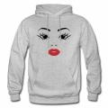Girls Face Eyes Lips Pullover Hoodies for women. 