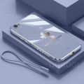 For OPPO A57 (2016) Back Cover with Wrist Strap Luxury 6D Plating Maple Leaf Cases Full Camera Protection Slim Soft Silicone Bumper Mobile Phone Case. 