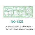 1:100 and 1:200 Double Scale Template Architect Combination Multi Design Stencil Symbols Technical Drafting Drawing No.4323/4324. 