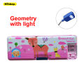 Light Geometry Box, Fancy Geometry box for boys and girls with LED Light and magnetic buttons - Fancy geometry with sharpener. 