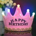 Happy Birthday Crown Hat(Taj) with Colorful LED Lights for Kids, Birthday party, Birthday LED cap. 
