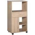 Microwave kitchen trolley storage sideboard with 4 wheels and brakes drawer open shelves 42x16x24 HxWxL inch Oak Customized. 