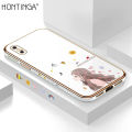 Hontinga for iPhone X / XS Back Cover（Free Lanyard）Luxury 6D Plating Sunshine Girl Side Pattern Case Soft Silicone Square Phone Cases. 