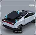 Diecast Tesla Cyber truck with Quad Bike and  Pickup Trailer RV Model Toy with Motorcycle 1/32. 