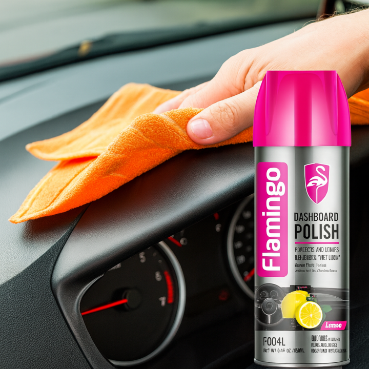 Flamingo Dashboard Polish Spray 450ml - High-Quality Car Interior Care, Protects and Fades Vinyl/Rubber/Plastic, New