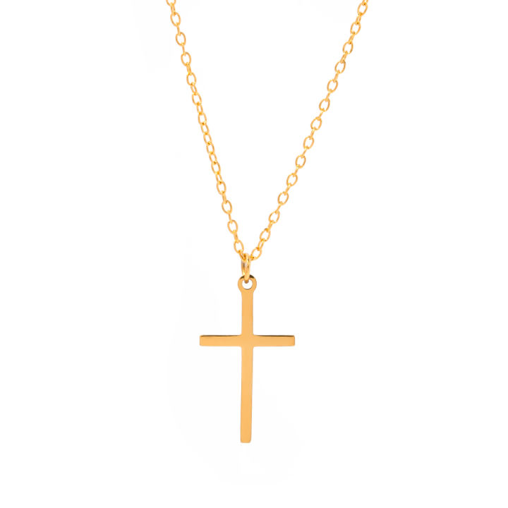 18k Clean Fit 18K Gold Plated Stainless Steel Minimalist Jewelry Religious Cross Pendant Necklace Women