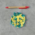 Handmade Polymer Clay Floral basket – Yellow Roses with Green Leaves. 