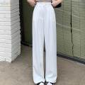 Womens Wide Leg Pants Straight Leg High Waisted Office Loose Long Pants XL White. 