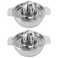 2X Stainless Steel Juice Reamer Glass Manual Juicer Orange Lemon Lime Squeezer. 