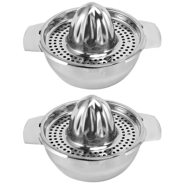 2X Stainless Steel Juice Reamer Glass Manual Juicer Orange Lemon Lime Squeezer