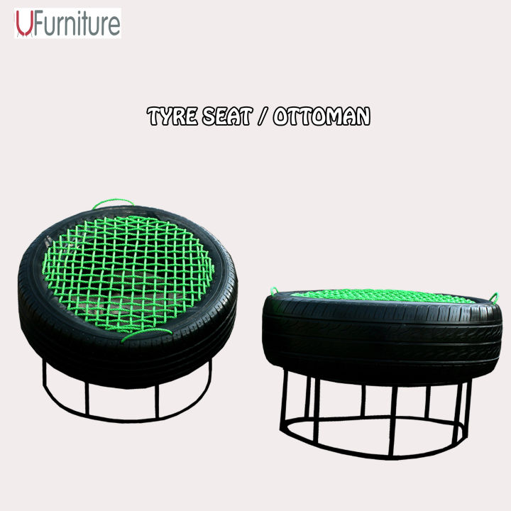 Stool, Ottoman, Seat Made With Tyre / Ottoman / Tyre Seat