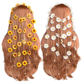 4Pcs Flower Hippie Headband Floral Crown Summer Sunflower Hair Accessories for 70 S Bohemian Costumes Style. 