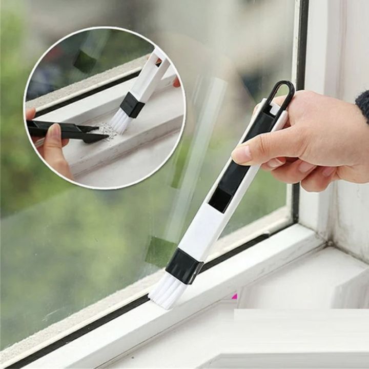Portable Two-in-one Cleaning Brush Multifunctional Door And Window Keyboard Groove Cleaner Dust Shovel Window Rail Cleaning Tool