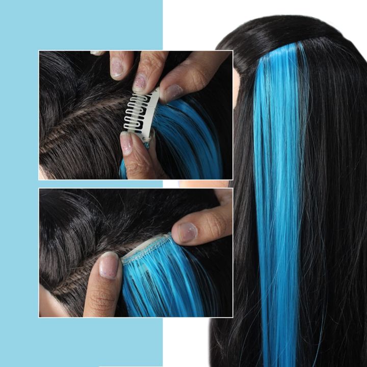 Hair%20Streaks%20Extensions,%20Color%20Highlight%20Hair%20Strips%20Extension%20for%20Girls%20and%20Women%20Set%20of%202%20-%20Image%203