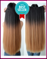 Clip-in Dip Dye Ombre Hair Extensions Black to Light brown - 30 INCH. 