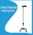 Lifecare Enterprises Walking Stick 4 Leg Chroome Height Adjustable Men Women Old People Walking Stick. 
