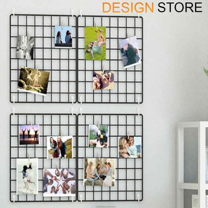 Metal Wall Mesh Grid Wall Hanging Photo Frame Bedroom Living Room Iron Multi-frame Photos Storage Rack Home DIY Decoration