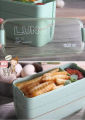 【Footprint】 Japanese 3 Layer Wheat Straw 900ML Lunch Box Portable Picnic Food Fruit Container Storage Box Wheat Plastick Travel Eco-Friendly School Office With Spoon And Fork Tableware Bento Box. 