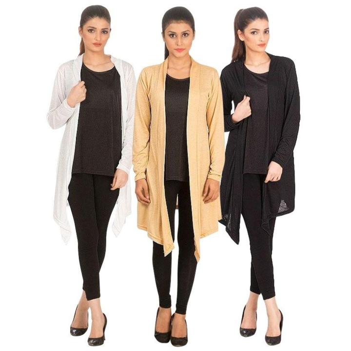 Pack Of 3 - Plain Ladies Shrug - Multicolor - SHA-3ShrugL-WBgBl