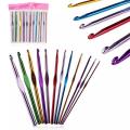 12Pcs New Metal Handle Crochet Hook Knitting Needles Set Aluminum. 