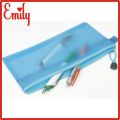 TRANSPARENT PENCIL POUCH WITH ZIPPER AND PARTITION. 