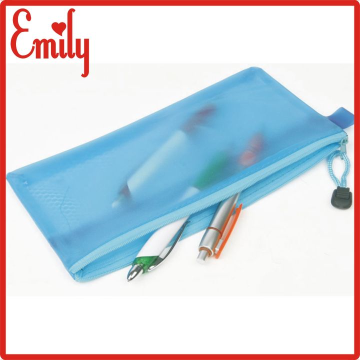 TRANSPARENT PENCIL POUCH WITH ZIPPER AND PARTITION FOR STUDY AND EXAM
