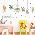 Hanging Floral Pots With Ropes Wall Sticker PVC/ Garden Decor/ Wall Paintings/ Decals. 