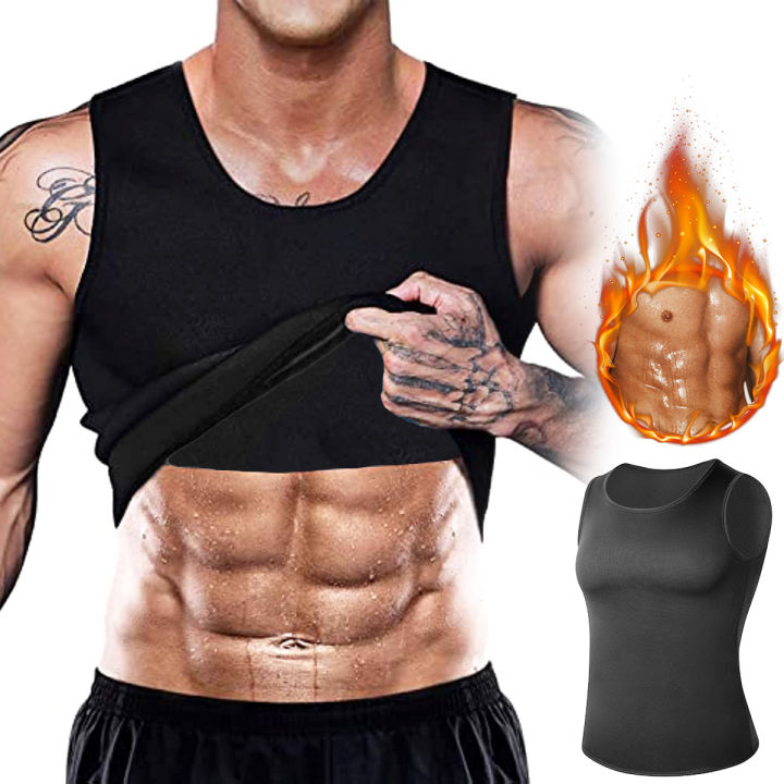 Gilet De Sauna Et Fitness Pour Homme - T-shirt De Sudation, Maintien Abdominal - Pour Perte De Poids, Sport, Gym (Taille L)