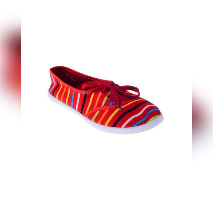 Red Canvas Slip On Rubber Dye Toms For Women - II246
