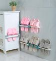 Slippers Rack Hanging Shoe Organizers,3 in 1 Folding Holder Shoes Hanger Wall Mounted Shoe and Bathroom Towel Organizer Rack. 