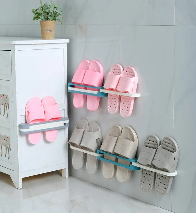 Slippers%20Rack%20Hanging%20Shoe%20Organizers,3%20in%201%20Folding%20Holder%20Shoes%20Hanger%20Wall%20Mounted%20Shoe%20and%20Bathroom%20Towel%20Organizer%20Rack%20-%20Image%202