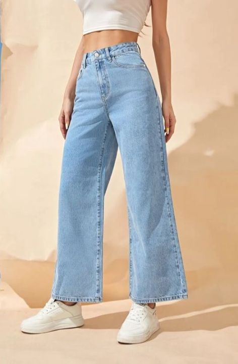 Ice%20Blue%20Women%20Wide%20Leg%20High%20Waist%20Denim%20Jeans%20Pants%20For%20Girls%20%7C%20Factory%20Outlet%20-%20Image%203