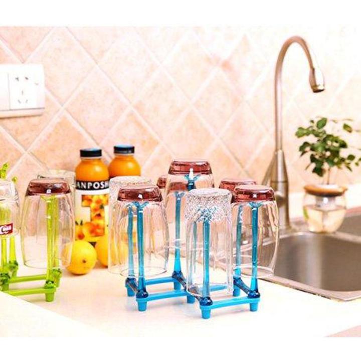 Folding Glass Stand Cup Holder Kitchen Accessories Home Storage Rack For Living Room