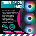 Cooler Master CMP 520 ARGB ATX PC Case 3 Fans Included Mid-Tower Asymmetrical Crystal Front Panel Design, Mesh Front Panel, Tempered Glass Panel. 
