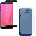 Samsung Galaxy J6 Full Black 9D|5D|6D|10D|11D|21D Tempered Glass Screen Protector Full Glue Edge To Edge + Back Matte Protector Soft Skin Sheet Soft Film Protection For Samsung Galaxy J6. 