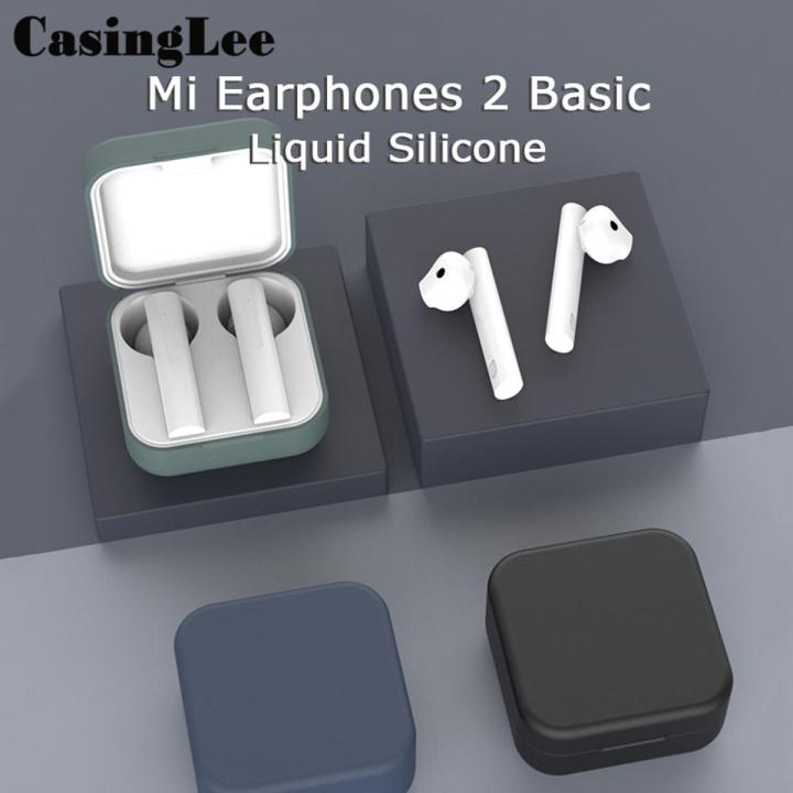 For Xiaomi True Wireless Earphones 2 Basic Case Wireless Bluetooth Headset Charging Box Protector Cover Liquid Soft Silicone Back cover for Mi Wireless Earphones2 Basic