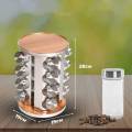 Stainless Steel 16 pcs Jars Rotating Spice Jar Rack Set Seasoning Stand Holder Condiment Salt Pepper Shaker Kitchen Tools. 