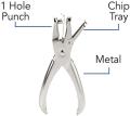 1-Hole Puncher - Single Hole Punch - Metal Hole Punchers - One Hole Puncher Heavy Duty - 5 Sheet. 