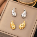 Enacolor Elegant Gold Metal Geometric Bump Hammer Water Drop Earrings. 
