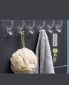 Muntazir 6 in 1 Seamless Heavy Duty Strong Sticky Hooks Strip for Wall Hanging Multipurpose Double Sided Self Adhesive Transparent and Waterproof Wall Sticking Hanger for Bathroom and Kitchen. 