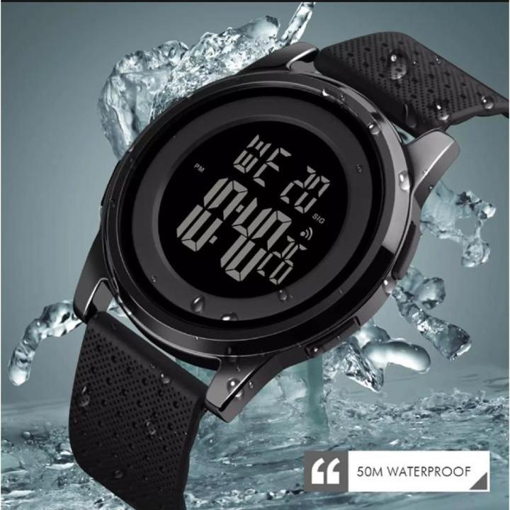 Men s Digital Sports Watch Super Slim Watch Waterproof Watches with LED Back light Watch for Men Stylish Watch for men Black Colour Daraz.pk