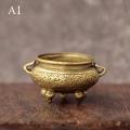 Brass Pocket Lotus Jiuding Incense Burner Hollow Incense Mini Incense Burner SEVICH. 
