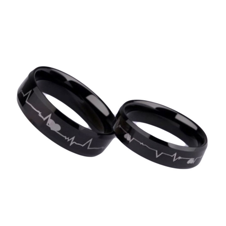 Heart beat Couple Ring Black Challa/Ring For Unisex