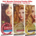 Hair Streaking Colour - Hair Colour For Streaking Pack Of 3 Coloron Moroccan Argan Oil Expert Crème Perfect Intensity Permanent Hair Dye Hair Streaks Coloring Combo Offer  Light Brown + Golden Blonde + Light Blonde. 