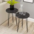 1 PCS / SET OF 3 ROUND COFFEE TABLE HIGH GLOSS NESTING END TABLES - ROUND WOOD STACKING COFFEE SIDE ACCENT TABLES WITH METAL LEGS FOR LIVING ROOM, HOME OFFICE, NIGHTSTANDS FOR BEDROOM, STURDY EASY ASSEMBLY - 3 PIECE NESTING TABLE SET FOR LIVING ROOM. 